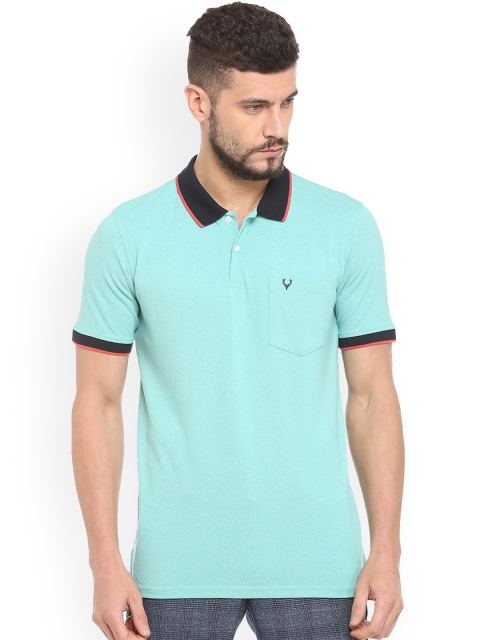 Allen Solly Men Green Solid Polo Collar T-shirt