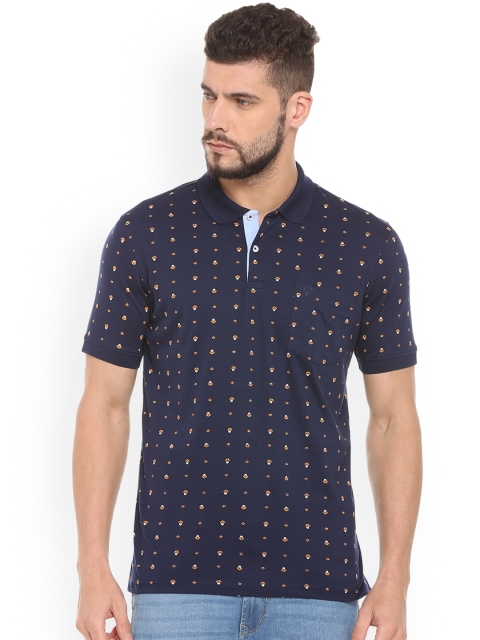 

Allen Solly Men Blue Printed Polo Collar T-shirt