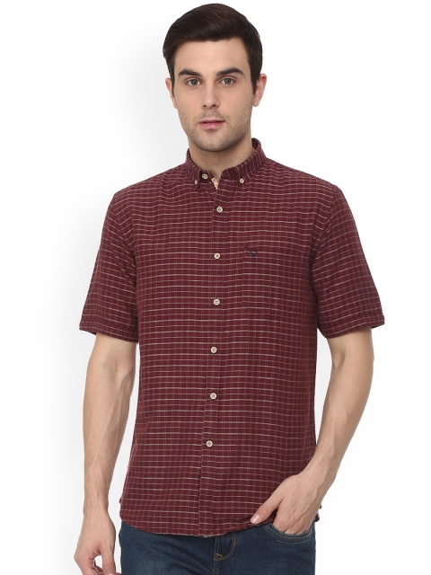 Allen Solly Men Maroon Slim Fit Checked Casual Shirt