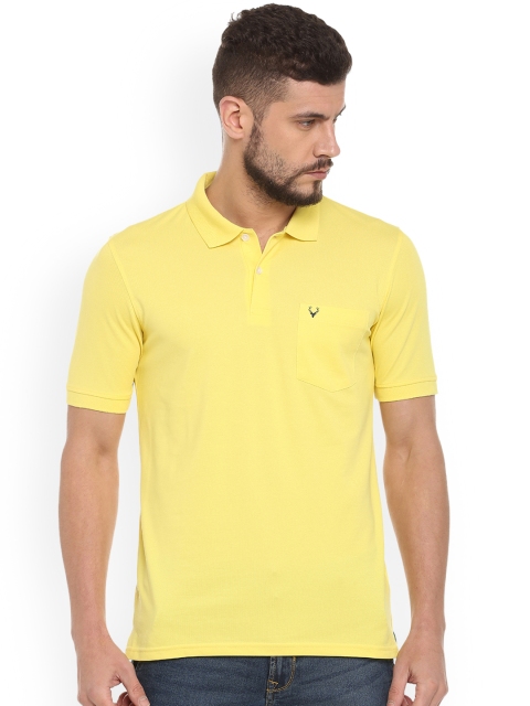 Allen Solly Men Yellow Solid Polo Collar T-shirt