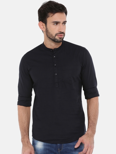 

Chennis Men Navy Blue Solid Straight Kurta