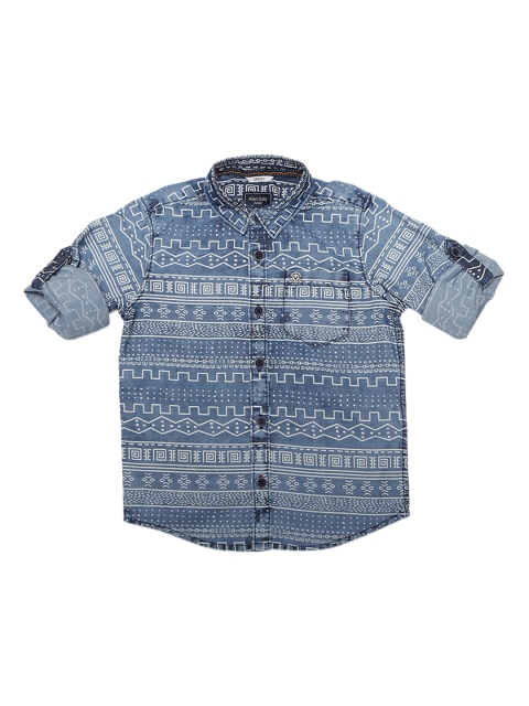 

Allen Solly Junior Boys Blue Regular Fit Printed Roll-Up Sleeves Casual Shirt