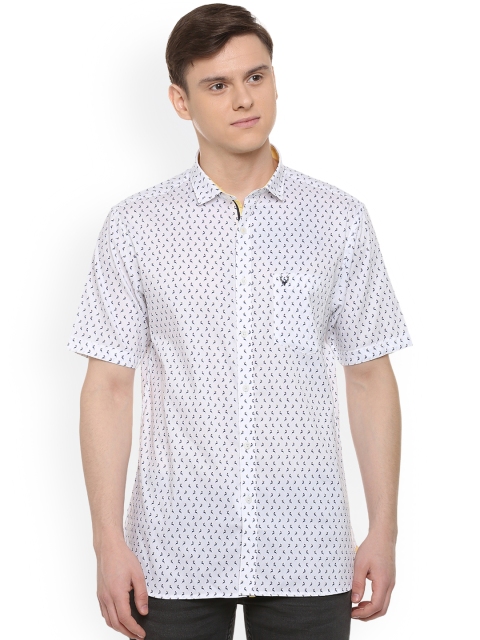 

Allen Solly Men White & Blue Slim Fit Printed Casual Shirt