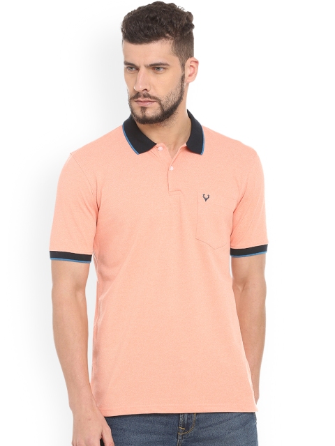 

Allen Solly Men Peach-Coloured Solid Polo Collar T-shirt