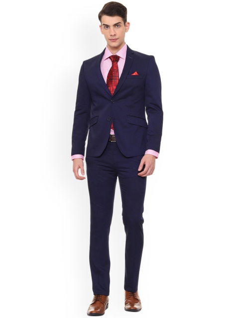 

V Dot Men Navy Blue Solid Slim-Fit Two-Piece Suit