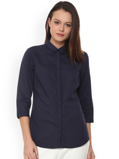 

Van Heusen Woman Blue Regular Fit Self Design Casual Shirt