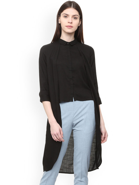 

Van Heusen Woman Black Regular Fit Solid Casual Shirt