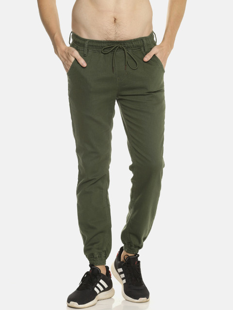 

IVOC Men Olive Green Smart Slim Fit Solid Joggers