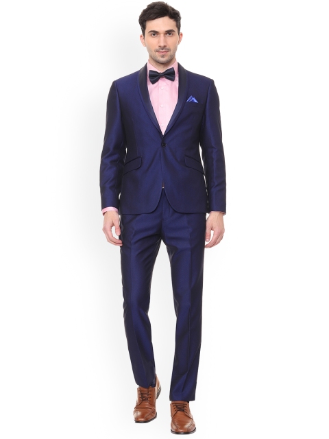 

V Dot Men Blue Solid Slim-Fit Two-Piece Suit