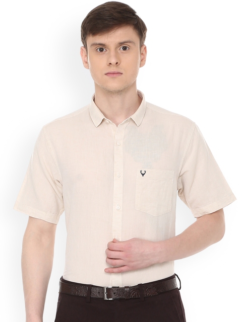

Allen Solly Men Beige Regular Fit Solid Semiformal Shirt