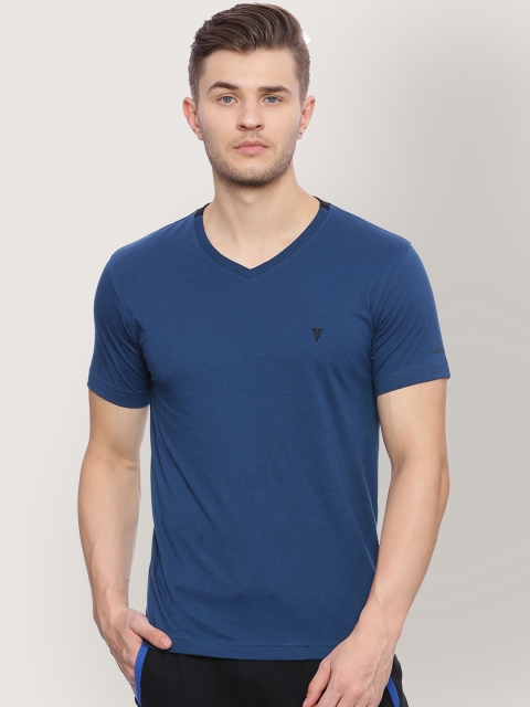

Van Heusen Men Blue Solid V-Neck T-shirt