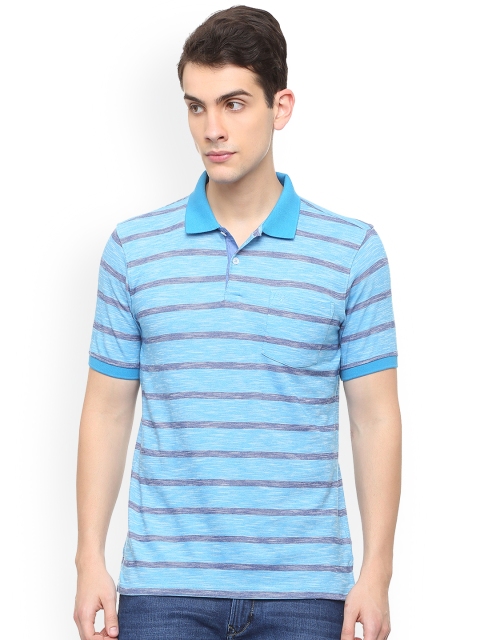 

Allen Solly Men Blue Striped Polo Collar T-shirt