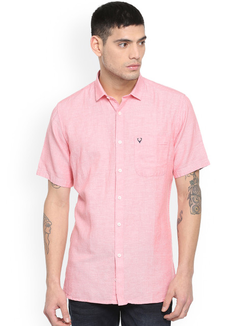 

Allen Solly Men Pink Slim Fit Self Design Casual Shirt