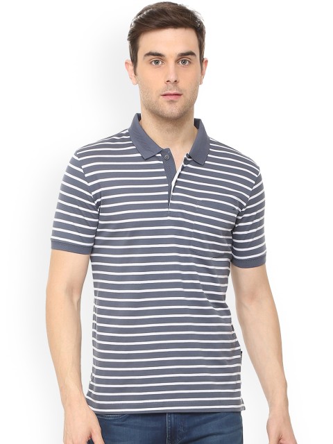

Van Heusen Men Blue Striped Polo Collar T-shirt