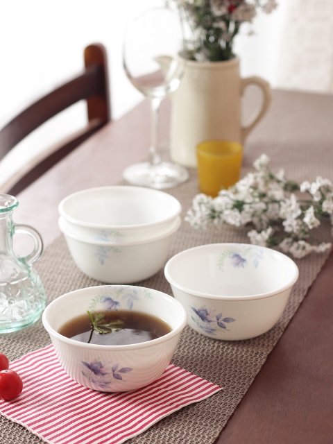 

Corelle White Set of 6 Printed Glass Bowls