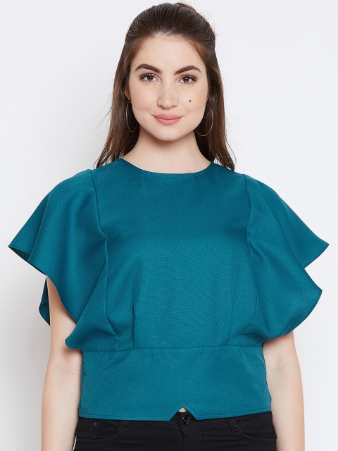 

Imfashini Women Teal Blue Self Design Top