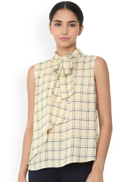 

Van Heusen Woman Beige Checked Top
