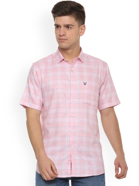 

Allen Solly Men Pink & Off-White Slim Fit Checked Casual Shirt