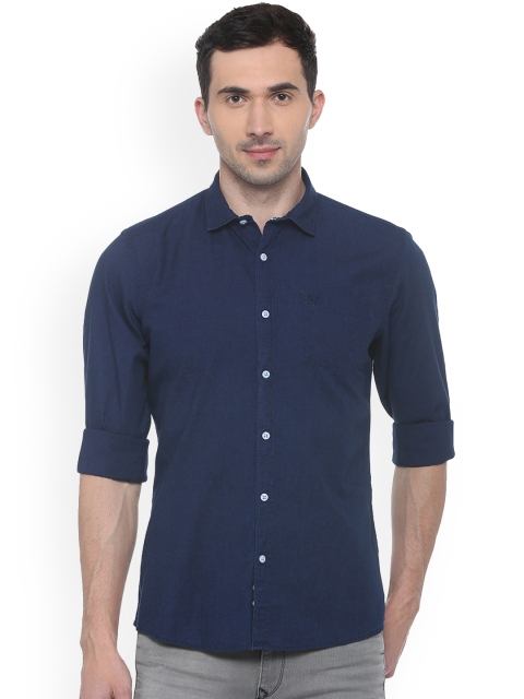 

Solly Jeans Co. Men Navy Blue Regular Fit Solid Casual Shirt