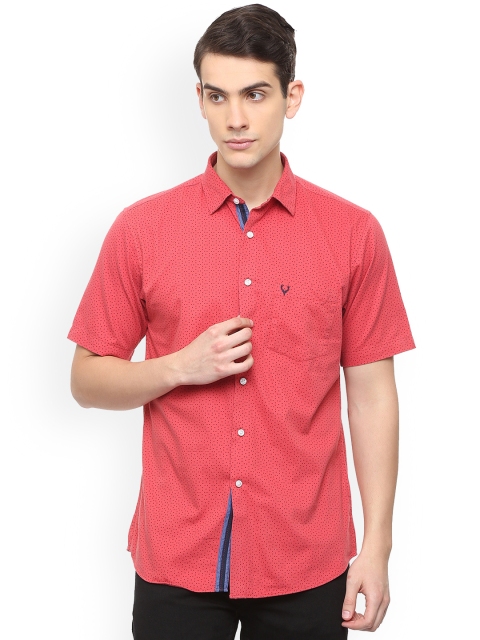 

Allen Solly Men Coral Pink Slim Fit Printed Casual Shirt