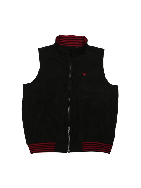 

Allen Solly Junior Boys Black Solid Sleeveless Bomber