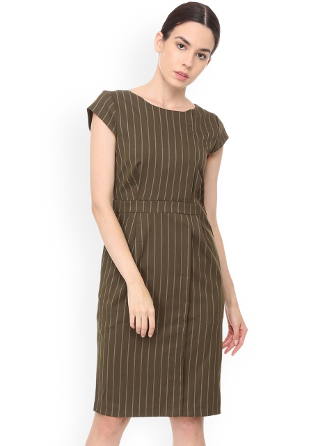 

Van Heusen Woman Brown Striped Sheath Dress
