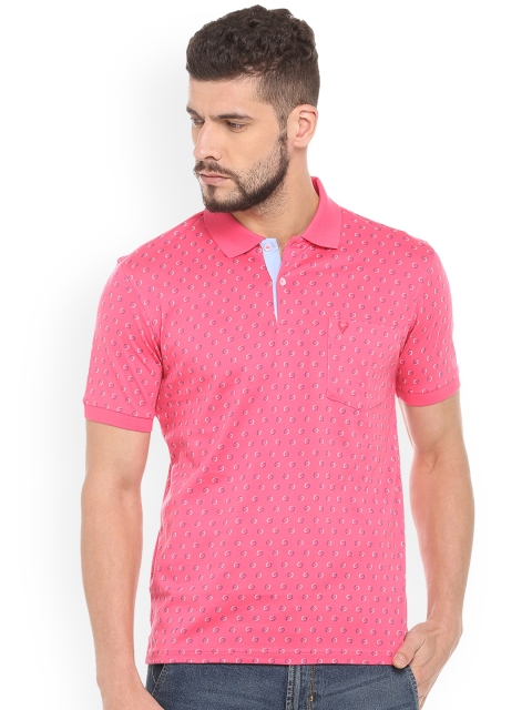 Allen Solly Men Pink Printed Polo Collar T-shirt