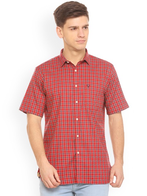 

Allen Solly Men Red & Off-White Slim Fit Checked Casual Shirt