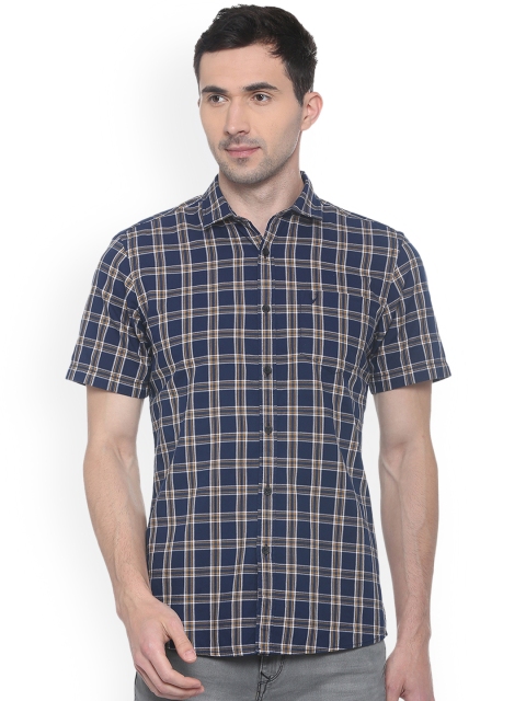 

Solly Jeans Co. Men Blue Regular Fit Checked Casual Shirt