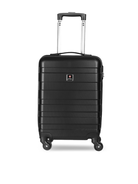 

SWISS MILITARY Unisex Black Textured Hard-Sided Cabin Trolley Bag