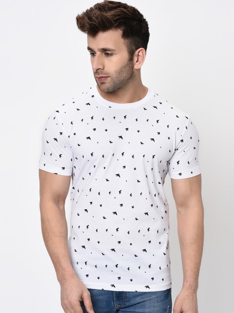 

WILD WEST Men White Printed Round Neck T-shirt