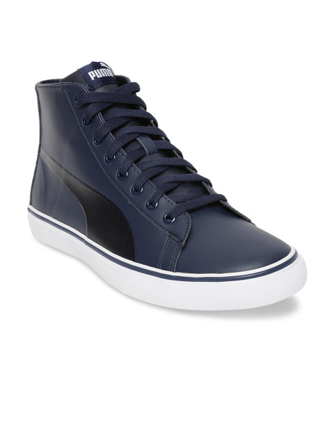 

Puma Men Navy Blue Colourblocked Synthetic Mid-Top Sneakers