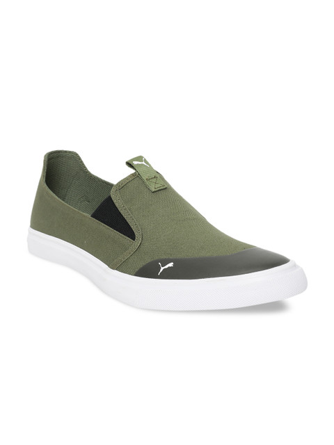 

Puma Men Olive Green Lazy Knit slip on IDP Slip-On Sneakers 36970503