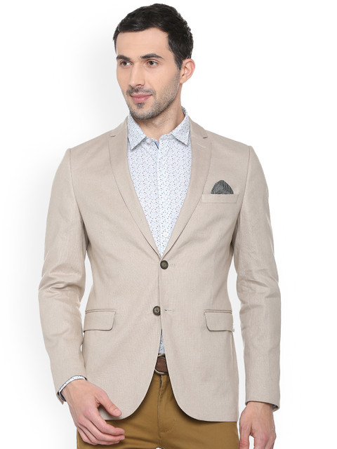 

Van Heusen Sport Men Beige Solid Regular-Fit Single-Breasted Blazer