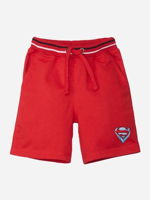 

Kids Ville Boys Red Regular Fit Solid Shorts With Superman Print Detail