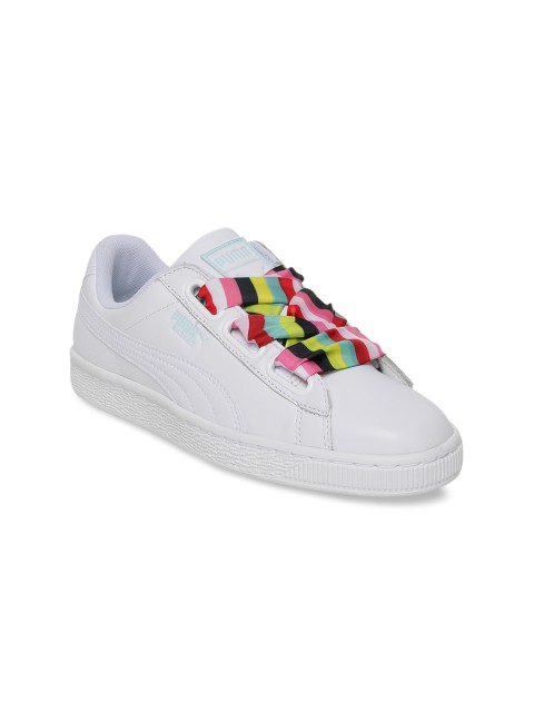 

Puma Women White Basket Heart Gen Hustle Leather Sneakers