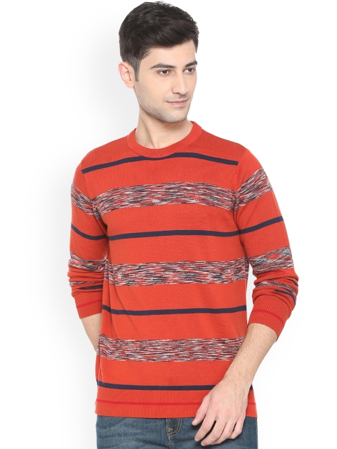 Allen Solly Men Orange Self Design Sweater