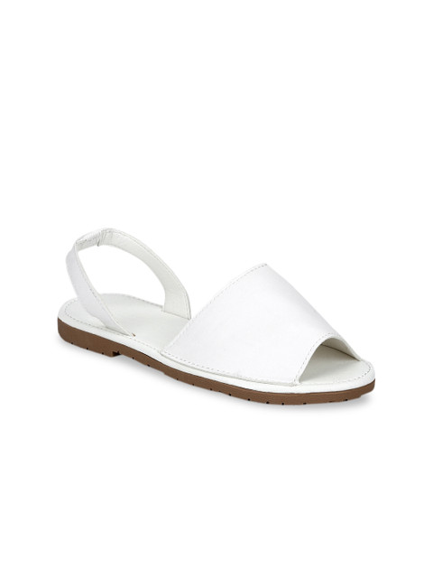 

Truffle Collection Women White Solid Open Toe Flats