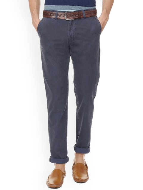 

Peter England Casuals Men Blue Slim Fit Solid Regular Trousers