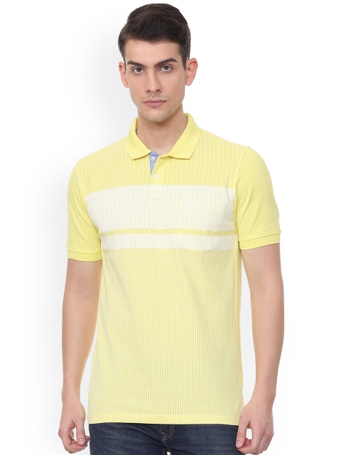 

Allen Solly Men Yellow Striped Polo Collar T-shirt