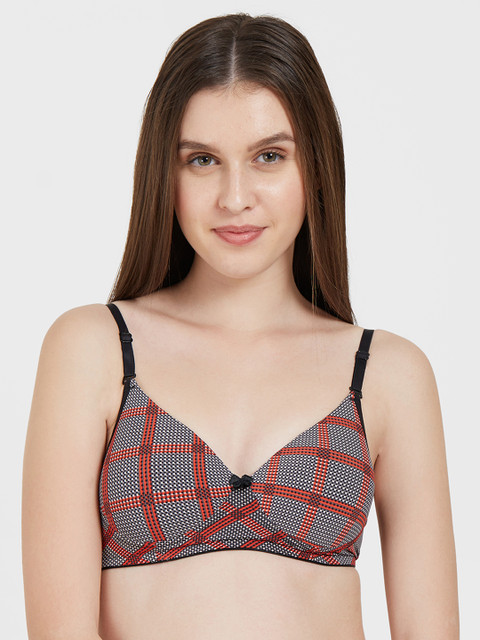 

Libertina Red Printed Non-Wired Lightly Padded Everyday Bra PD09