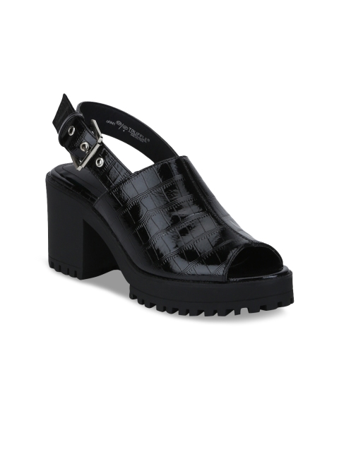 

Truffle Collection Women Black Textured Peep Toes