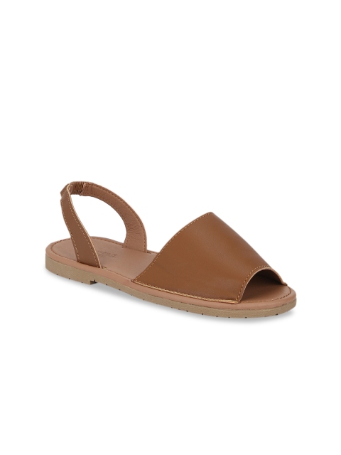 Truffle Collection Women Tan Brown Solid Open Toe Flats