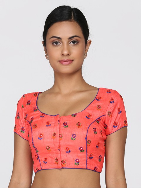 

Soch Women Red Embroidered Saree Blouse