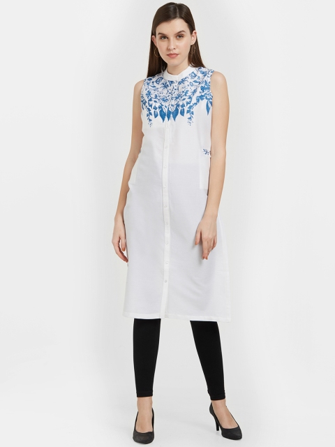 

Soie Women White Printed Tunic