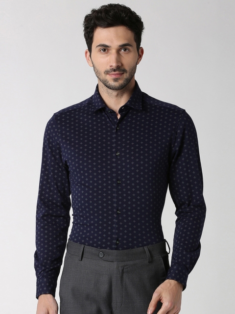 

Peter England Men Navy Blue Slim Fit Printed Formal Shirt