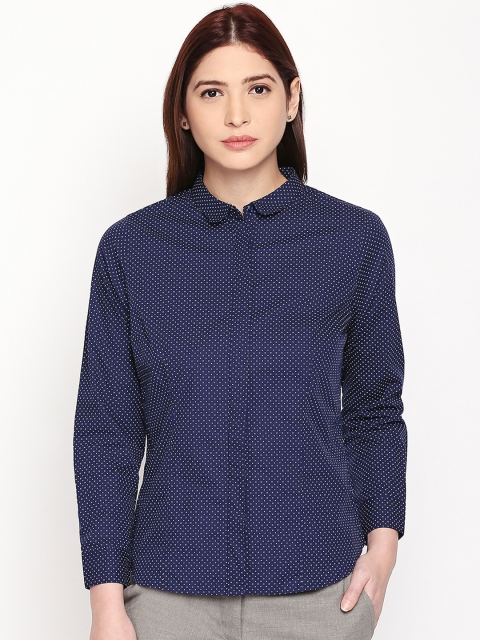 

Annabelle by Pantaloons Women Navy Blue Regular Fit Printed Formal Shirt