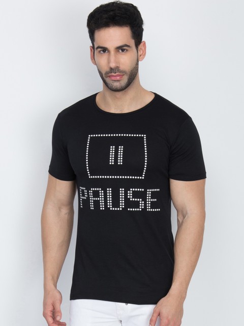 

Antony Morato Men Black Printed Round Neck T-shirt