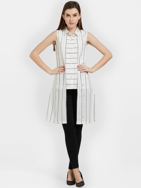 

Soie Women Off-White & Black Striped Tunic