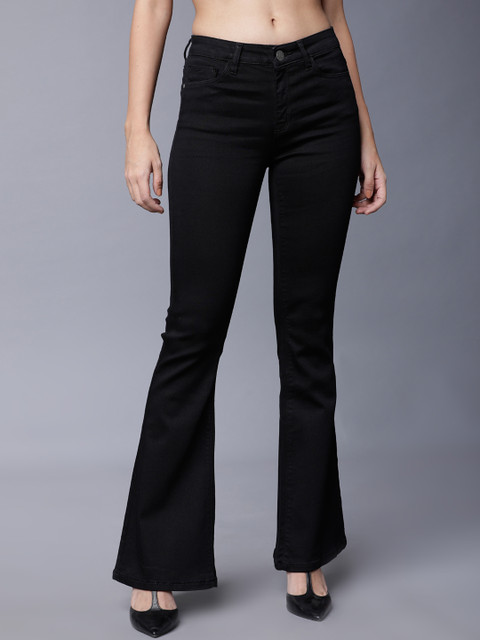 

Tokyo Talkies Women Black Flared Mid-Rise Clean Look Stretchable Jeans